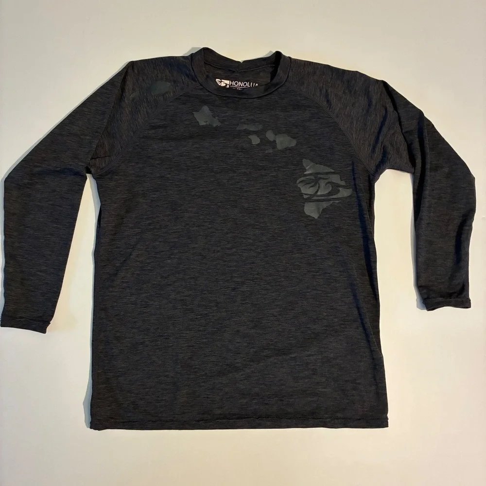 Honolua Surf Co Kids Size Large Rash Guard Gray Long Sleeve SPF 20 Hawaii